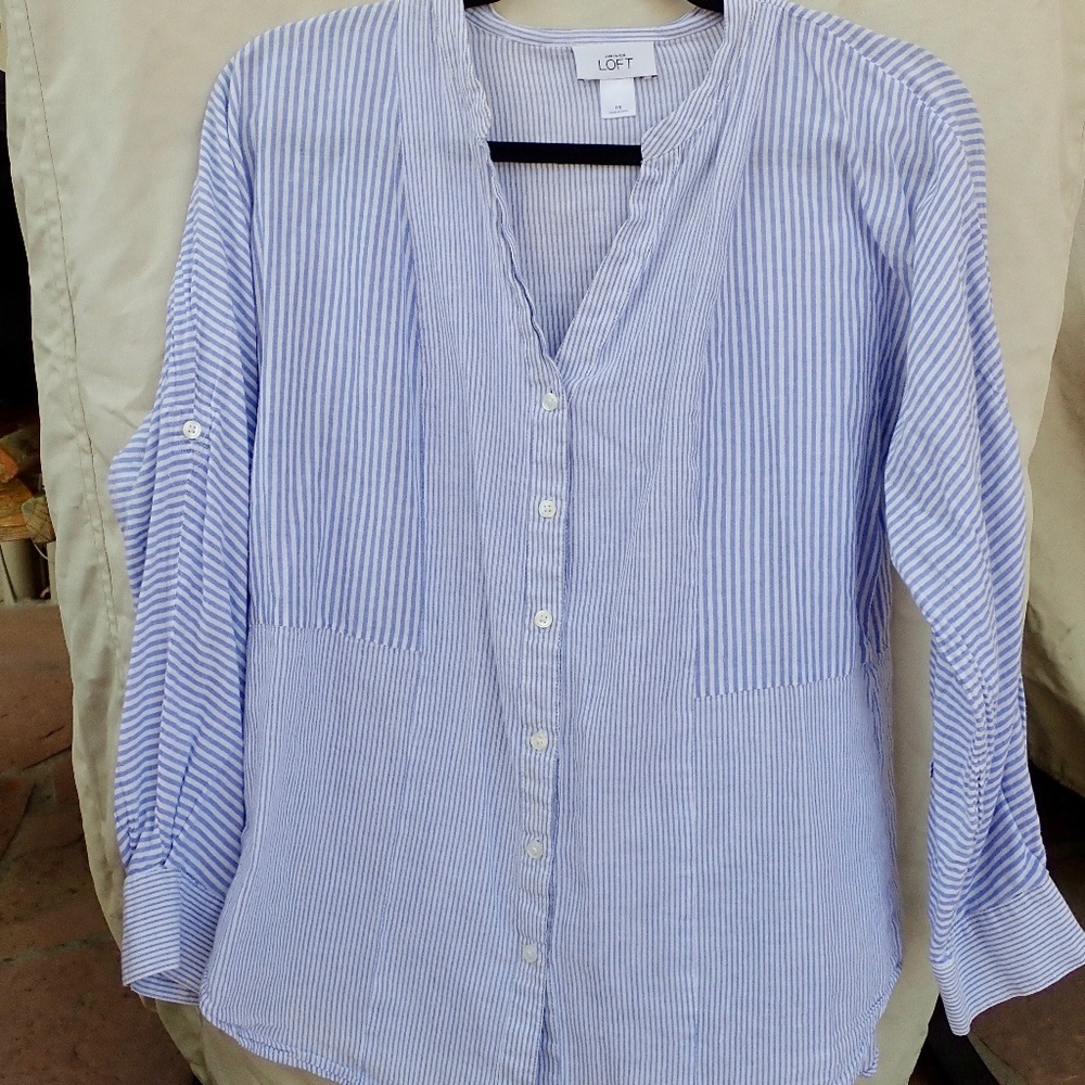 Loft Striped Button Down Blouse